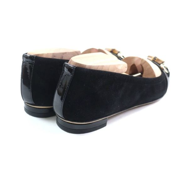 Gucci 270311 Bamboo Bit Suede Leather Pumps Flat Shoes Black 35 With Box Made - Picture 3 of 13